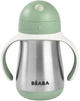 Metalowy kubek niekapek ze słomką Beaba 250 ml zielony (3384349135355) - obraz 1