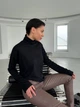 Брюки з екошкіри на велюрі мокко XS - изображение 6