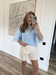 Футболка Со Съемными Перьями Голубая Женская Классическая Однотонная Oversize (392484) - изображение 5