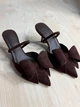 Туфли женские Meideli F566-54 slingback лодочки с бантом экозамша 37 коричневые - изображение 2