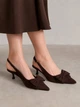 Туфли женские Meideli 2051-13 slingback лодочки с бантом на каблуке 36 коричневые - изображение 6