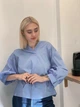 Жіноча базова сорочка на стійці з об’ємними рукавами ADRESS MKAD7479 - 50, Блакитний - зображення 1