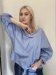 Жіноча базова сорочка на стійці з об’ємними рукавами ADRESS MKAD7479 - 50, Блакитний - зображення 2