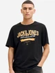 Футболка хлопковая длинная мужская Jack & Jones 12288016-Black XL Черная (5715830432659) - изображение 1