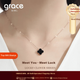 Колье Grace Girl с бриллиантами в виде четырехлистного клевера, двустороннее, для женщин, в свежем стиле, цепочка на ключицу из розового золота, подарок на годовщину или день рождения для девушки. - изображение 1
