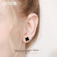Серьги-гвоздики Grace Girl в виде четырехлистного клевера для женщин, в корейском стиле, простые, элегантные, модные и универсальные, практичный подарок на день рождения или годовщину для девушки. - изображение 3