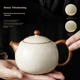 Чайник Qixuanyuan Rice Yellow Ru Kiln для заваривания чая дома, в одном чайнике, минималистичный керамический чайник в китайском стиле, чайный сервиз с подносом для сухого заваривания. - изображение 8