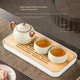 Чайник Qixuanyuan Rice Yellow Ru Kiln для заваривания чая дома, в одном чайнике, минималистичный керамический чайник в китайском стиле, чайный сервиз с подносом для сухого заваривания. - изображение 10