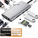 Док-станция расширения ThinkPad Lenovo Type-C, адаптер USB-C на HDMI и VGA, USB-концентратор, гигабитная сетевая карта, быстрая зарядка PD, устройство чтения карт SD/TF, док-станция расширения для ноутбука LC10 - изображение 2