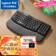 Клавіатура Logitech Wave, ергономічна клавіатура, офісна клавіатура, бездротова синя клавіатура з м'якою підставкою для рук, підключається до 3 пристроїв, графітово-чорна, 99 клавіш - зображення 4