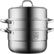 Тришарова пароварка COOKER KING з нержавіючої сталі 304 з композитним дном, каструля для приготування булочок та пельменів на пару, видима вертикальна кришка з високим вигином, 28 см - изображение 1