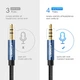 Аудиокабель удлинитель UGREEN AV118 3.5mm Male to 3.5mm Female Extension Braid 2m Black (UGR-40675) - изображение 6
