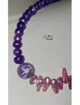 Бусы из речного жемчуга и авторской бусины ISTA Lampwork NN21 розово- фиолетовый 47-43см - зображення 2