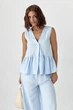 Класичний костюм з жилеткою з оборками та брюками Lurex Блакитний S (50030) - зображення 3