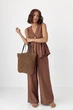 Класичний костюм з жилеткою з оборками та брюками Lurex Коричневий S (50030) - зображення 5