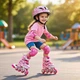Набор роликовые коньки раздвижные Best Roller со светом р.29-33 стелька 18 - 20,5 см Шлем + защита с регулировкой SOFT PINK (74654485) - изображение 2