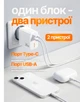 Мережевий зарядний пристрій для смартфона айфона айпада швидка зарядка 30W GaN блок адаптер з двома портами USB та Type C блочок SmartCharge універсальний для Samsung Huawei Xiaomi iPad iPhone 15 16 17 pro max plus mini юсб тайп сі живлення - зображення 2