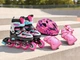 Набір роликові ковзани розсувні Best Roller COMBO зі світлом р.27-30 устілка 17 - 20 см Шолом + захист з регулюванням Рожеві з чорним (4546433327) - зображення 11