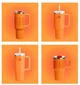 Термокружка Stanley Quencher H2.0 Flowstate Tumbler Оранжевая с ручкой и трубочкой 887мл - изображение 5