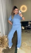 Жіночий костюм в рубчик (штани+футболка) Uaclothes 42 Блакитний (like38205-186371349) - изображение 2