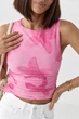 Сітчаста майка з принтом квітів - рожевий колір, розмір S - зображення 4