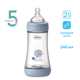 Бутылочка для кормления пластиковая Chicco Perfect 5 с силиконовой соской 2+ месяцев 240 мл Голубая (20223.22.40) - изображение 2