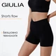Женские бесшовные шорты из микрофибры с широким V-образным поясом Giulia SHORTS FLOW L/XL Black, спортивные из микрофибры, для тренировок - изображение 1