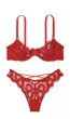 Комплект білизни Victoria’s Secret Wicked Tied-with-a-Bow Embroidery Unlined Balconette Bra Червоний 36D-S - изображение 1