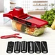 Універсальна терка-слайсер 6 в 1 з резервуаром та насадками Mandoline Slicer подрібнювач для овочів та фруктів Червоний - зображення 1