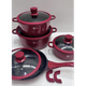 Набір котлів Higher Kitchen HK-325i з антипригарним покриттям набір круглих каструль з кришками, Червоний (REDHK325-AV) - зображення 3