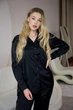 Шовковий жіночий костюм - сорочка і вільні штани палаццо, чорний, L/XL - зображення 5