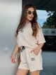 Костюм женский шорты+футболка бежевого цвета 38237 42/44 - изображение 4