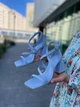 Босоножки женские летние кожаные на каблуке открытые с квадратным носком LIRIO L0195 38р. голубые - изображение 9