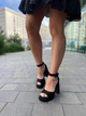 Босоножки женские летние из эко-замши на каблуке MEIDELI N693-10 39р. черные - изображение 7