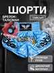 Комплект тайские шорты и брелок-талисман гиря для кикбоксинга мма муай тай тайского бокса смешанных единоборств мужские женские детские спортивные в зал с разрезами боксерские тренировочные сатиновые широкий пояс Univerza Голубые 4_3_M_7B - изображение 1