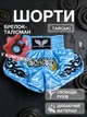 Комплект тайские шорты и брелок-талисман гиря для кикбоксинга мма муай тай тайского бокса смешанных единоборств мужские женские детские спортивные в зал с разрезами боксерские тренировочные сатиновые широкий пояс Univerza Голубые 4_3_S_7B - изображение 1