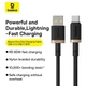 Кабель Baseus Dura Series Fast Charging Cable USB to Type-C 60W 1m Gold+Black - зображення 9