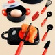 Детская кухня Kitchen игрушечный набор повара с печью, посудой и продуктами 19 предметов 7708-12A - изображение 3