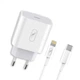 Мережевий зарядний пристрій SkyDolphin SC18EL PD2.0 18W USB-C + кабель Lightning White (MZP-000156) - зображення 1