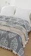 Муслиновое покрывало с бахромой Malloory Home Листья 150*200 см Бежево-серое - изображение 8