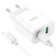 Мережевий зарядний пристрій з кабелем HOCO C80A Plus Rapido PD20W+QC3.0 charger set(C to iP) White - зображення 5