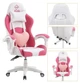 Крісло геймерське Bonro Lady 807 рожево-біле з м'якими підлокітниками та ергономічною спинкою (76-165-42300098) - зображення 7