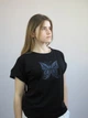 Чорна футболка з вишитим метеликом XXL - зображення 4