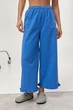 Свободные укороченные котоновые брюки с рюшами Lurex Синий M (1605) - изображение 1