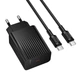Мережевий зарядний пристрій Borofone BAS75A 30 Вт USB-C PD/QC з кабелем Type-C чорний - изображение 1
