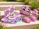 Роликовые коньки раздвижные Inline Skates PU свет размер 29-33 стелька 18-20,5 см с шлемом и защитой Розовые (73456383) - изображение 14