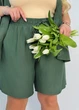 Летний однотонный женский костюм с шортами K066 L-XL (50-52) Хлопок зеленый - изображение 6