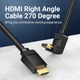 Кабель Vention HDMI M - M, 1.0 м, V2.0, 4K 60Гц, кут 270°, PVC, Black (AAQBF) - зображення 6