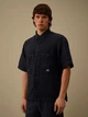 Чоловіча лляна сорочка вільного крою чорна C.P. Company linen shirt Black 18CMSH239A 005415G - XL - зображення 1
