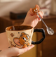 Большая керамическая чашка "Том и Джерри" Tom and Jerry – милая чашка с ложечкой для завтрака 530 мл (Джерри) - изображение 2